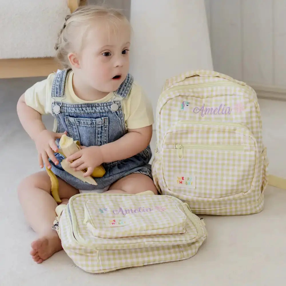 Personalised Gingham Kids Lunch Bags Weary Theory