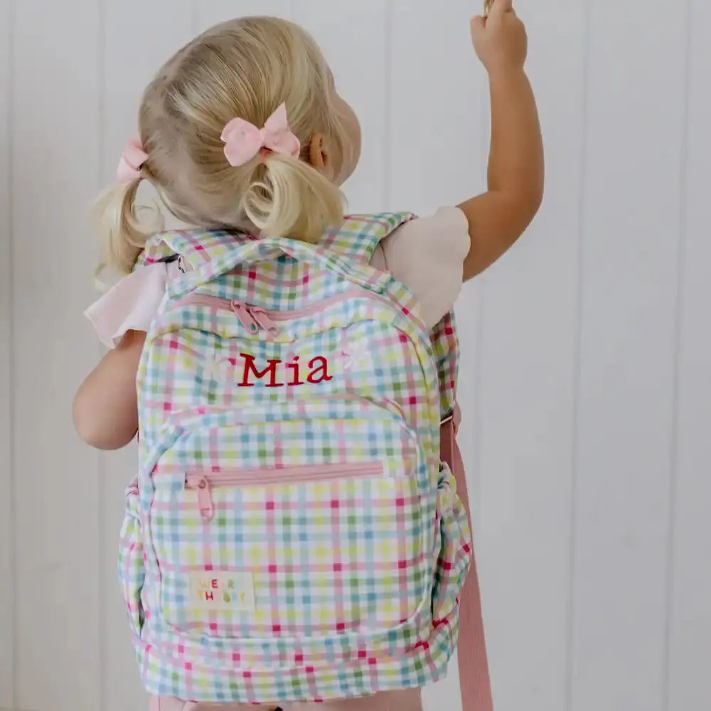 Gingham Personalised Kids Backpacks Kids Backpack Weary Theory