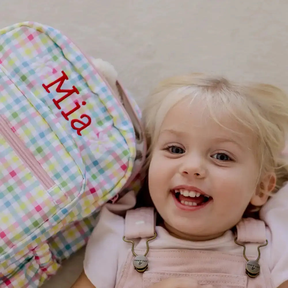 Gingham Personalised Kids Backpacks Kids Backpack Weary Theory
