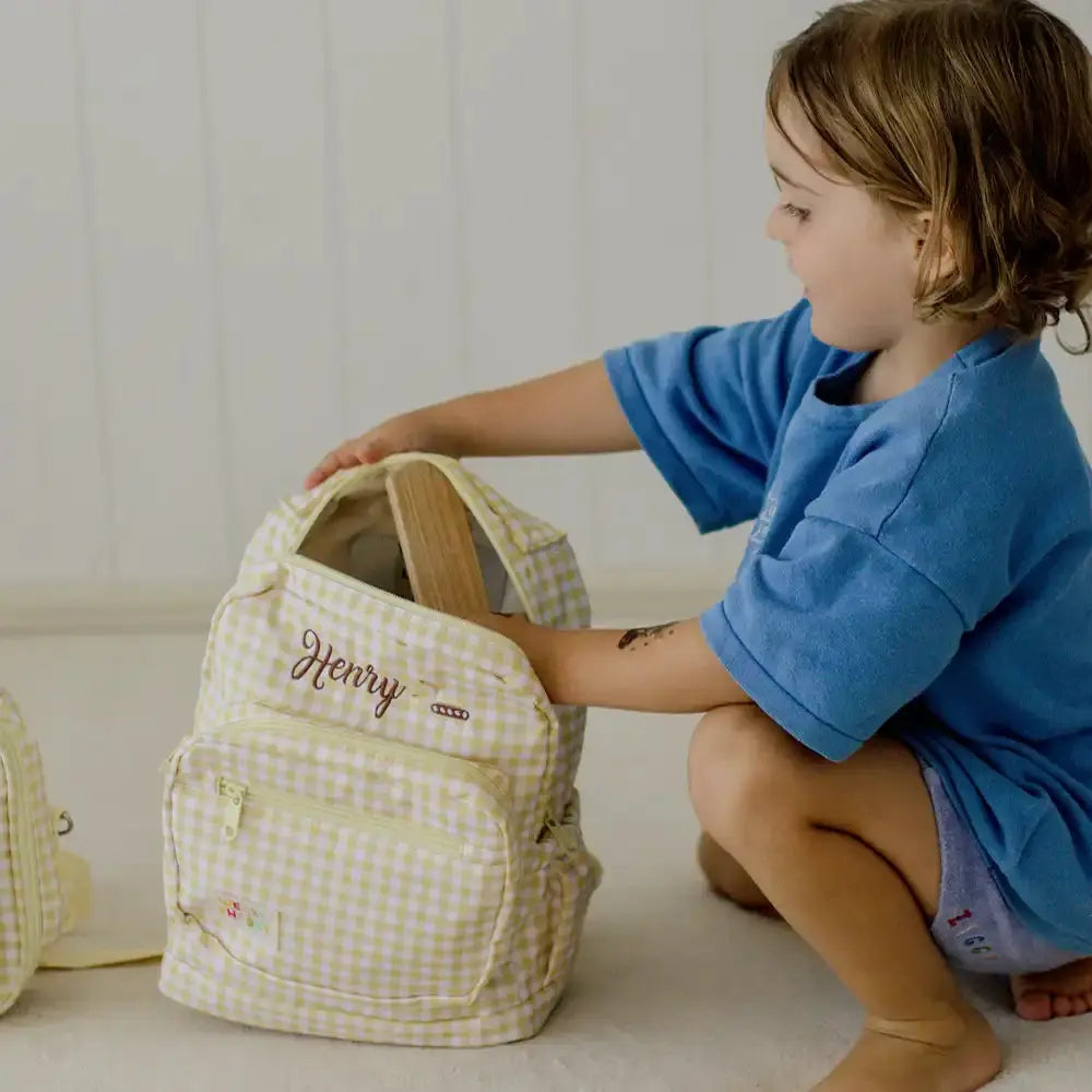 Gingham Personalised Kids Backpacks Kids Backpack Weary Theory