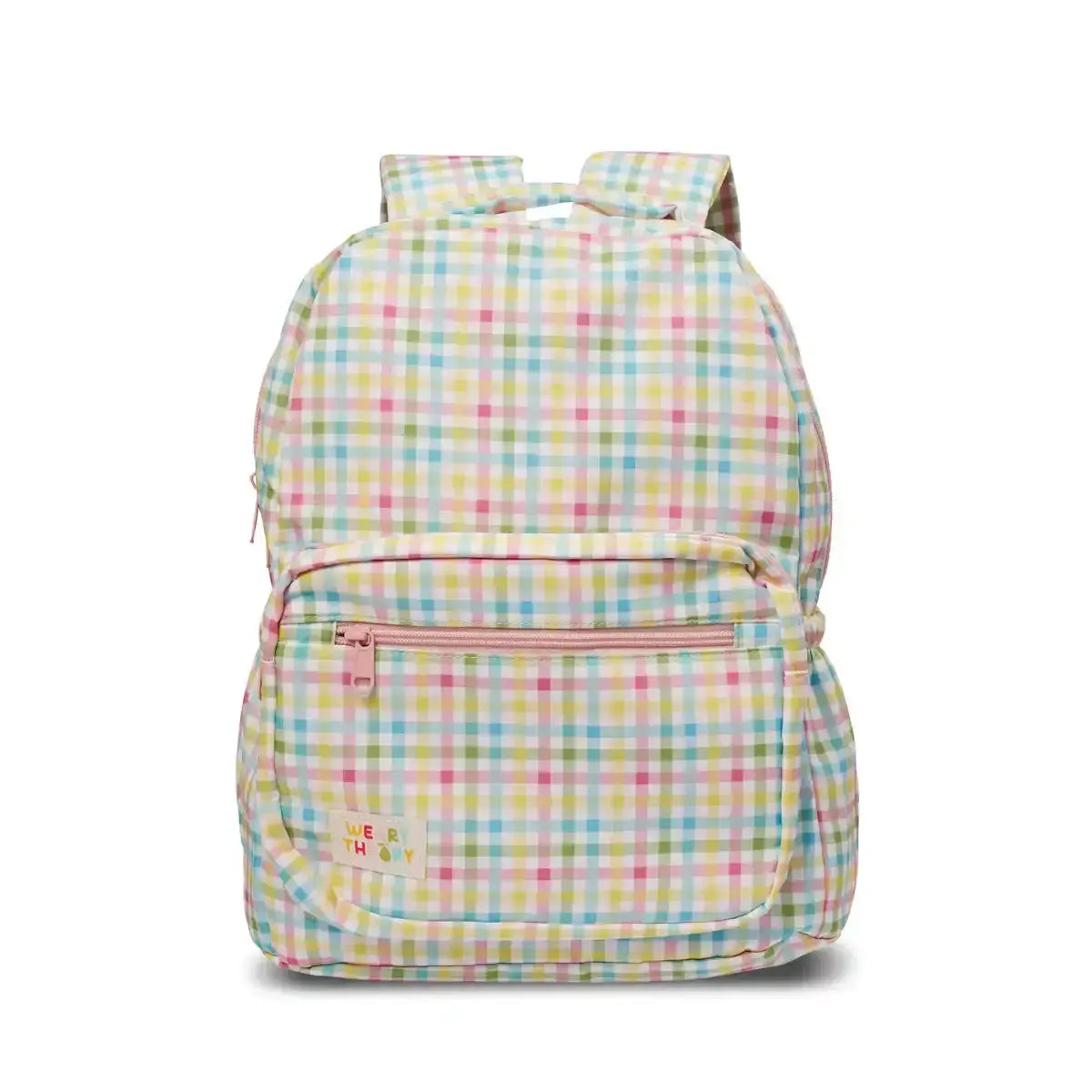 Personalised Kids Backpack — Wipeable Gingham in , embroidered in Melbourne by Weary Theory