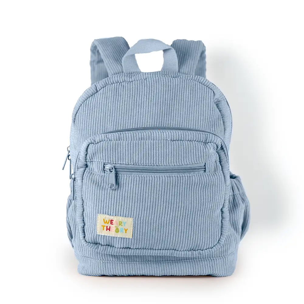 Front view of Blueberry Corduroy Backpack