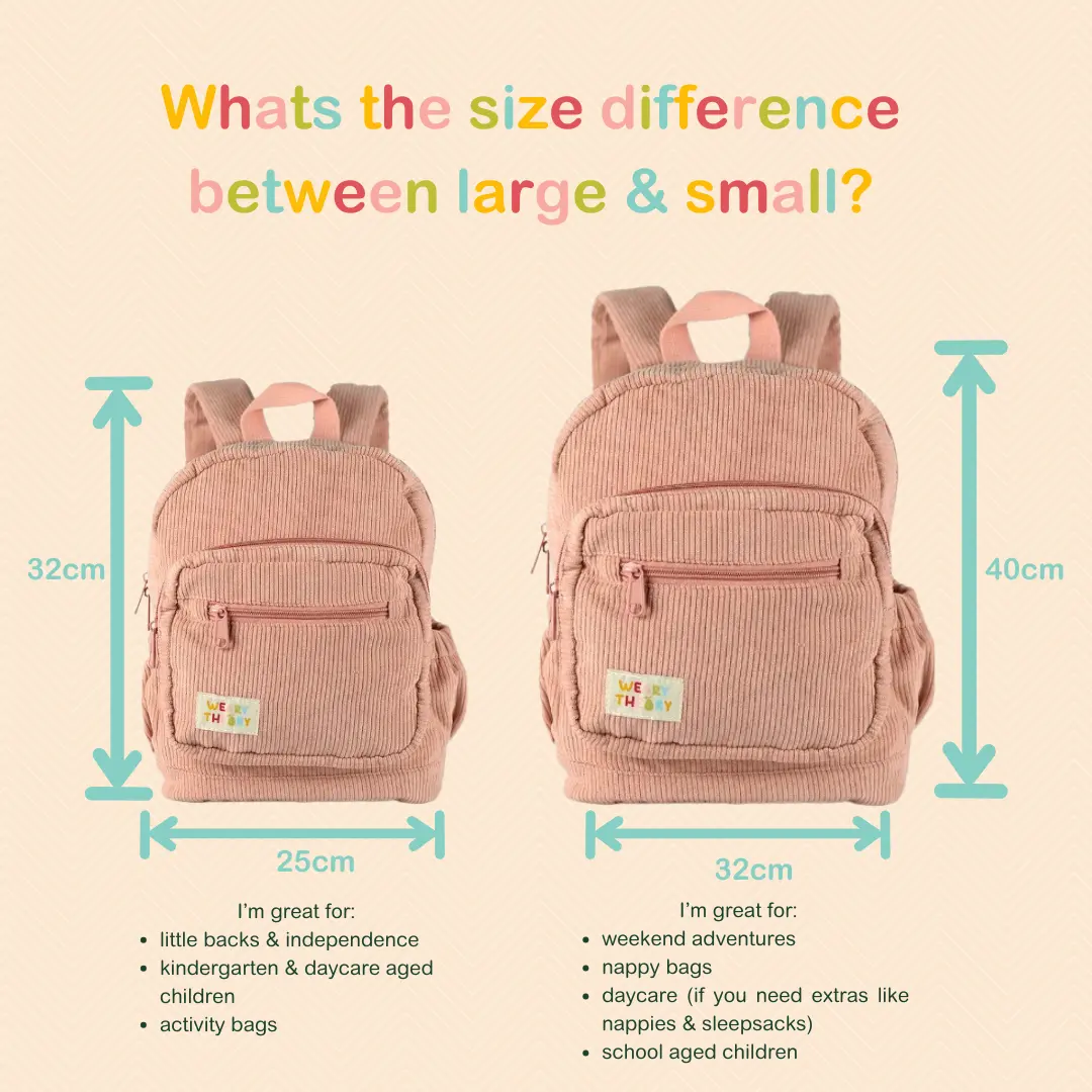 Small and large backpack sizing compairson