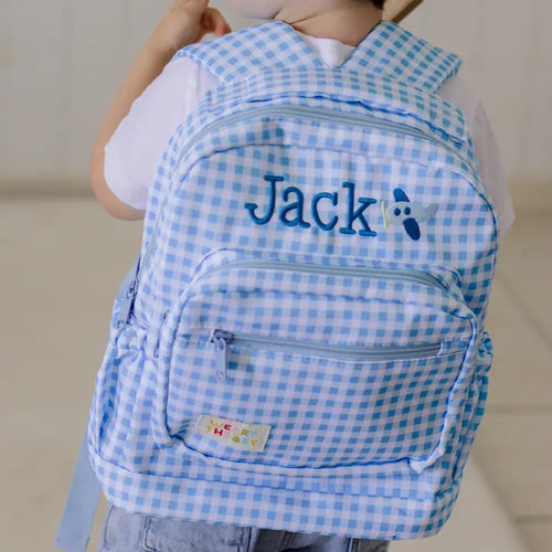 Gingham Personalised Kids Backpacks