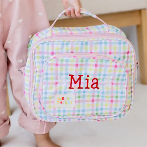 Personalised Gingham Kids Lunch Bags