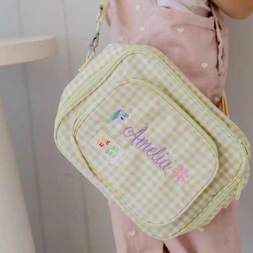 Personalised Gingham Kids Lunch Bags