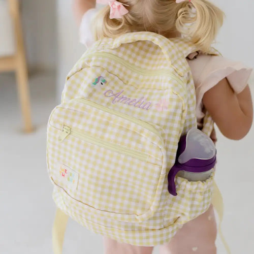 Gingham Personalised Kids Backpacks