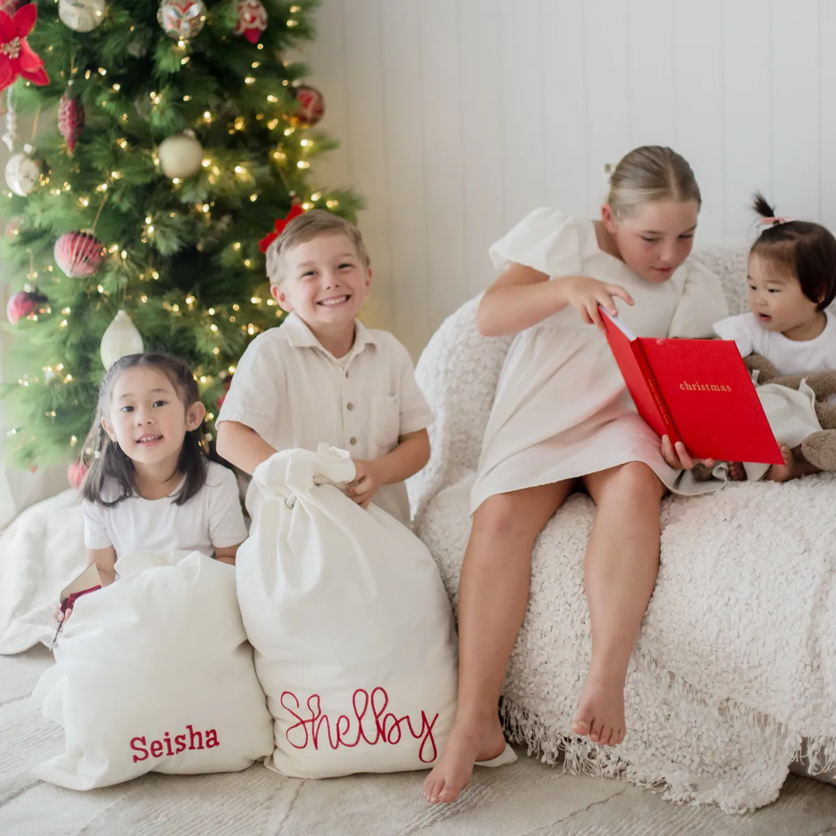 Family with their Santa sacks